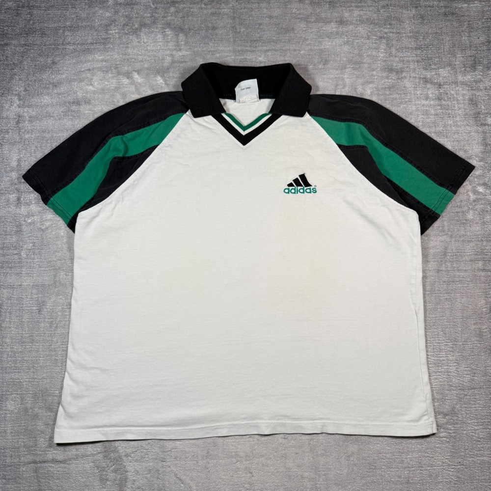 Adidas Polo Shirt Mens XL White Colorblock Vintage 90s Soccer Rugby Canada